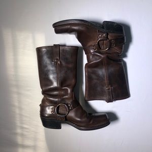 Frye Harness Leather Boot, Square Tip Brown Sz 6.5